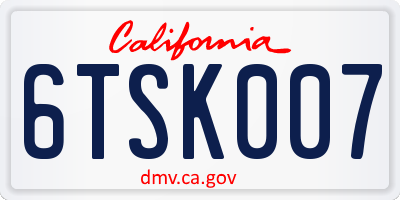 CA license plate 6TSK007