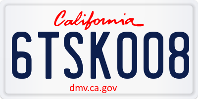 CA license plate 6TSK008