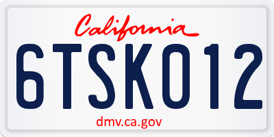 CA license plate 6TSK012