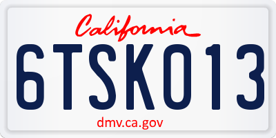 CA license plate 6TSK013