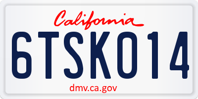 CA license plate 6TSK014