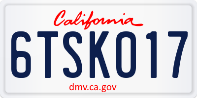 CA license plate 6TSK017