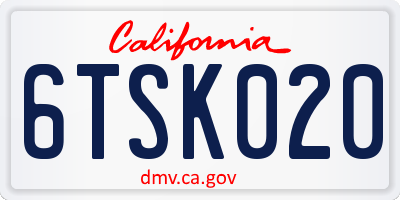 CA license plate 6TSK020
