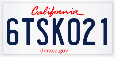 CA license plate 6TSK021