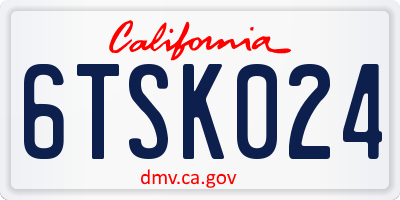 CA license plate 6TSK024