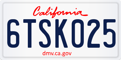 CA license plate 6TSK025