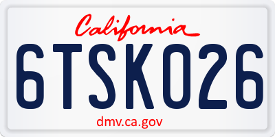 CA license plate 6TSK026