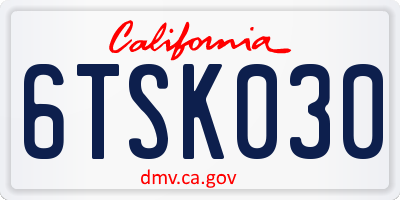 CA license plate 6TSK030