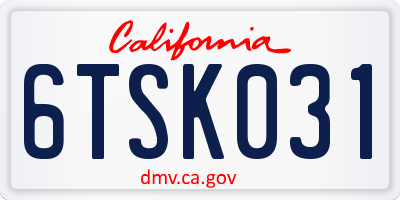 CA license plate 6TSK031