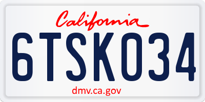 CA license plate 6TSK034