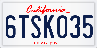 CA license plate 6TSK035