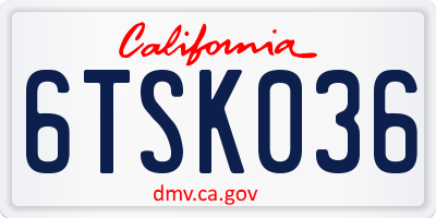 CA license plate 6TSK036