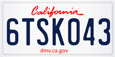 CA license plate 6TSK043