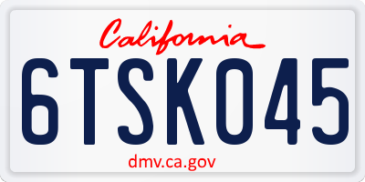 CA license plate 6TSK045