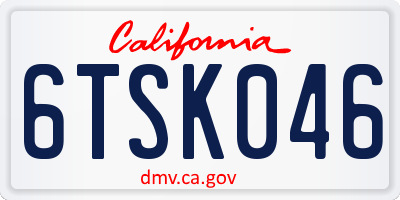 CA license plate 6TSK046