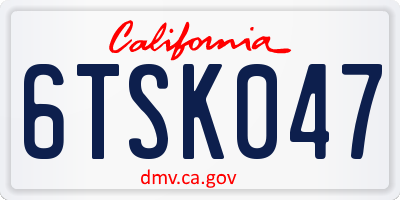 CA license plate 6TSK047