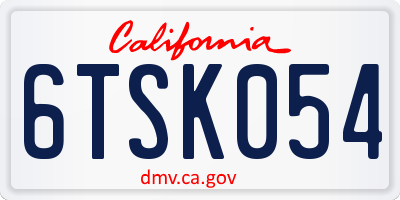 CA license plate 6TSK054