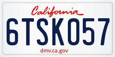 CA license plate 6TSK057