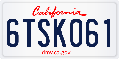 CA license plate 6TSK061