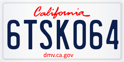CA license plate 6TSK064