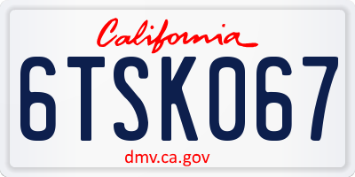 CA license plate 6TSK067