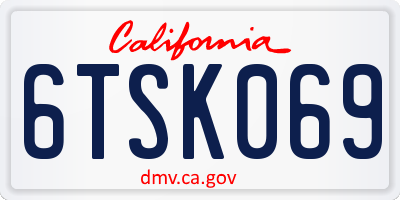 CA license plate 6TSK069