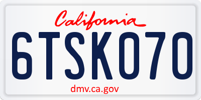 CA license plate 6TSK070