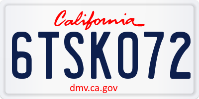 CA license plate 6TSK072