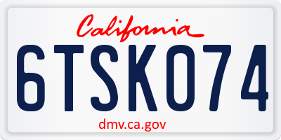 CA license plate 6TSK074