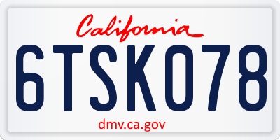CA license plate 6TSK078