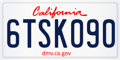 CA license plate 6TSK090