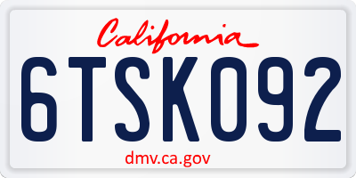 CA license plate 6TSK092