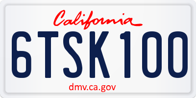 CA license plate 6TSK100