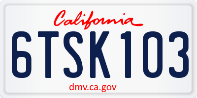 CA license plate 6TSK103