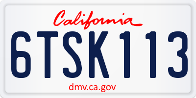 CA license plate 6TSK113