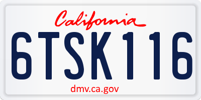 CA license plate 6TSK116