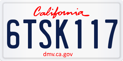 CA license plate 6TSK117