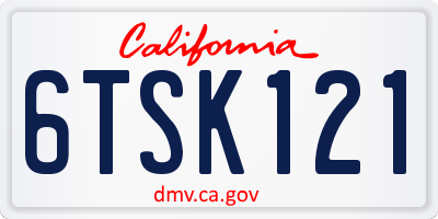CA license plate 6TSK121