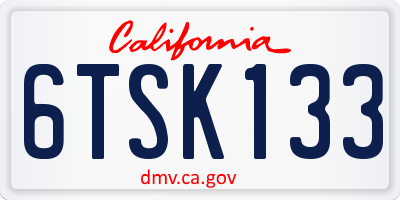 CA license plate 6TSK133