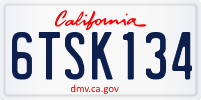 CA license plate 6TSK134