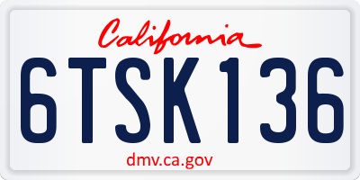CA license plate 6TSK136