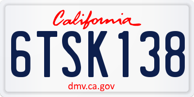 CA license plate 6TSK138