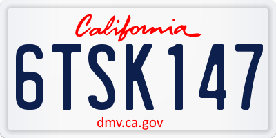 CA license plate 6TSK147