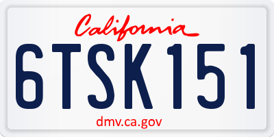 CA license plate 6TSK151