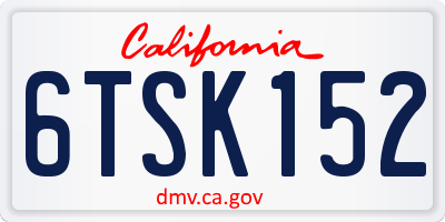 CA license plate 6TSK152