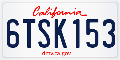 CA license plate 6TSK153