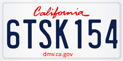 CA license plate 6TSK154