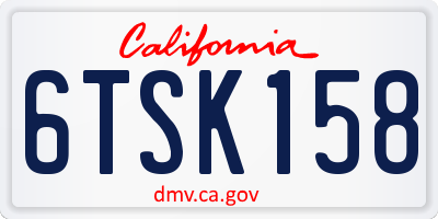 CA license plate 6TSK158