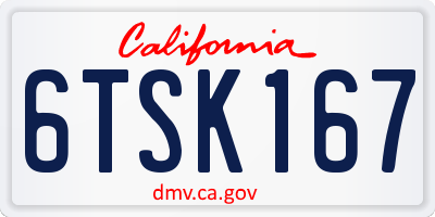 CA license plate 6TSK167