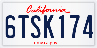 CA license plate 6TSK174